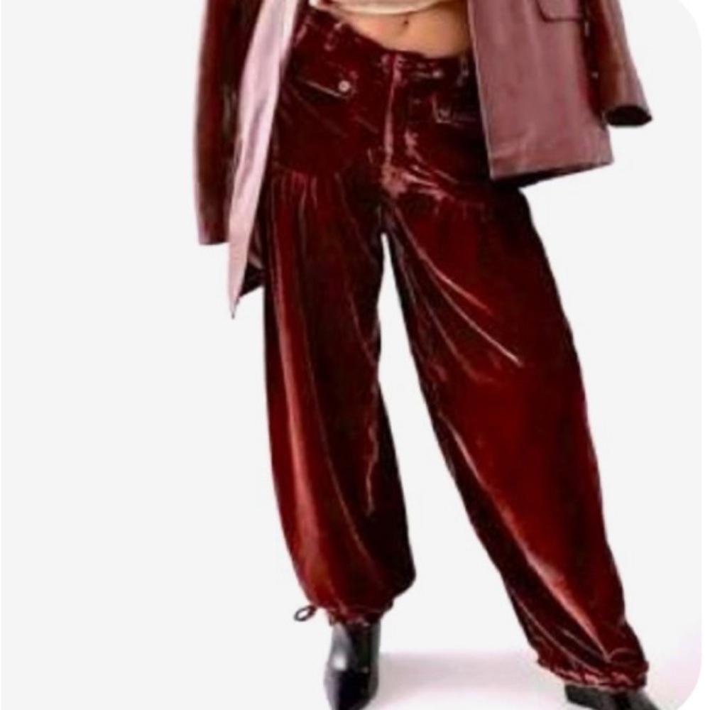 FREE PEOPLE We The Free LOTUS VELVET PANTS GARNET 26